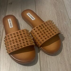 Steve Madden Brown Studded Slide Sandals